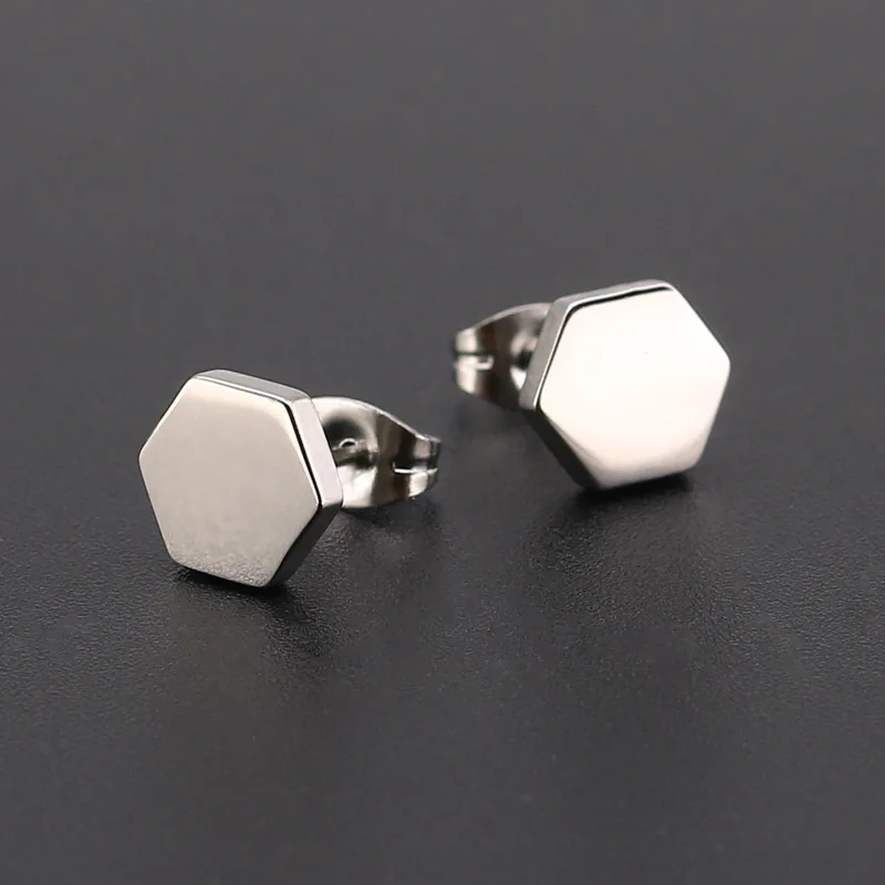 steel Hexagonal earrings