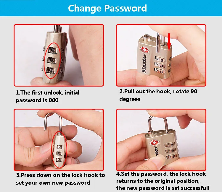 Master Lock TSA Luggage Strap Locks Digit Metal Alloy Password Customs Luggage Padlocks Combination Suitcase Padlock Travel (6)
