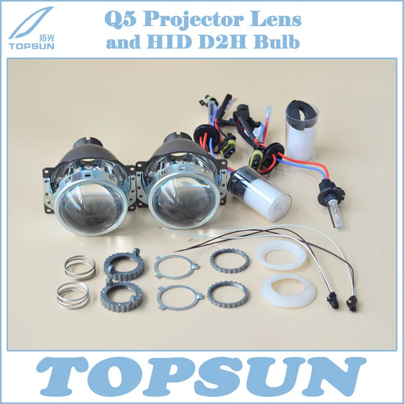 

Free Shipping Car Lamp Kit H4 Projector Lens 3 Inch for Q5 Koito Bifocal and Cnlight 35W HID Xenon Headlight Bulb D2H