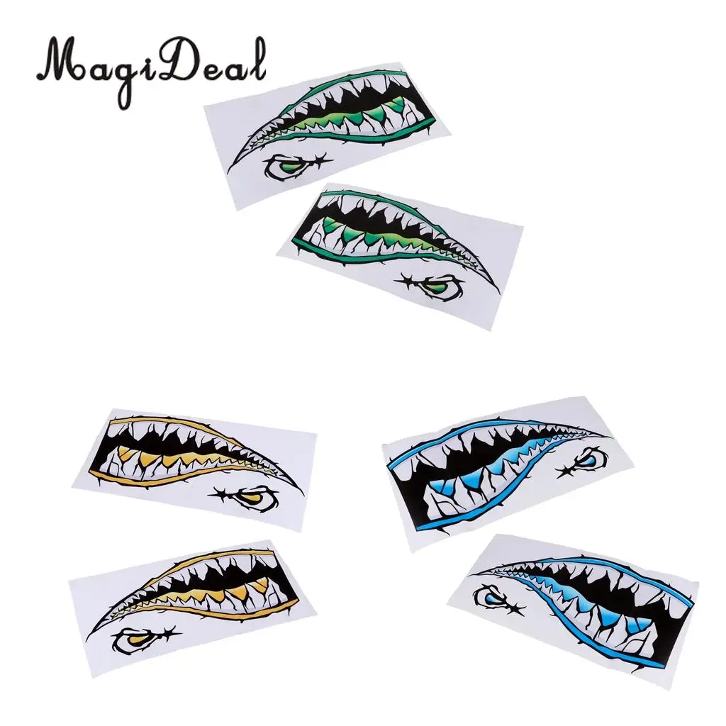 MagiDeal 2Pcs Large Waterproof Shark Teeth Mouth Decals Sticker for Kayak Fishing Dinghy Boat Surfboard Car Truck Bumper Laptop