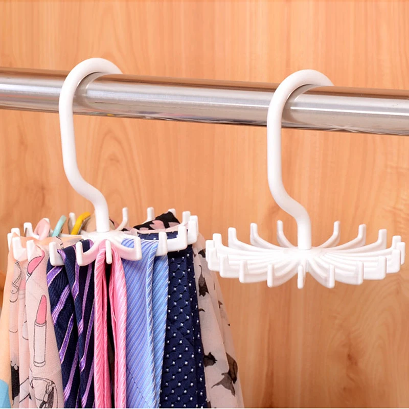 Hot 1Pc 6 Colors Plastic Portable Tie Rack For Closets Rotating Hook