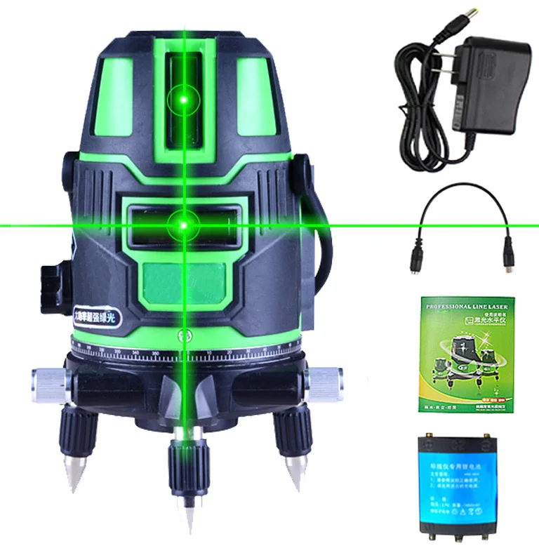 

5 Lines 6 point Green laser level meter 360 degree rotary cross laser line level Tilt Function
