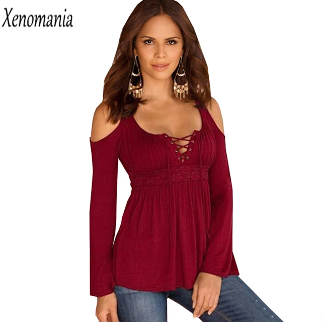 cold shoulder tops peplum top chemise femme shirt women blouses 2017 plus size peplum top