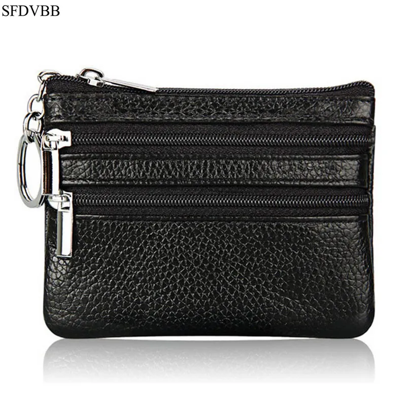 

SFDVBB Women Men Leather Coin Purse Card Wallet Clutch Double Zipper Small Change Bag