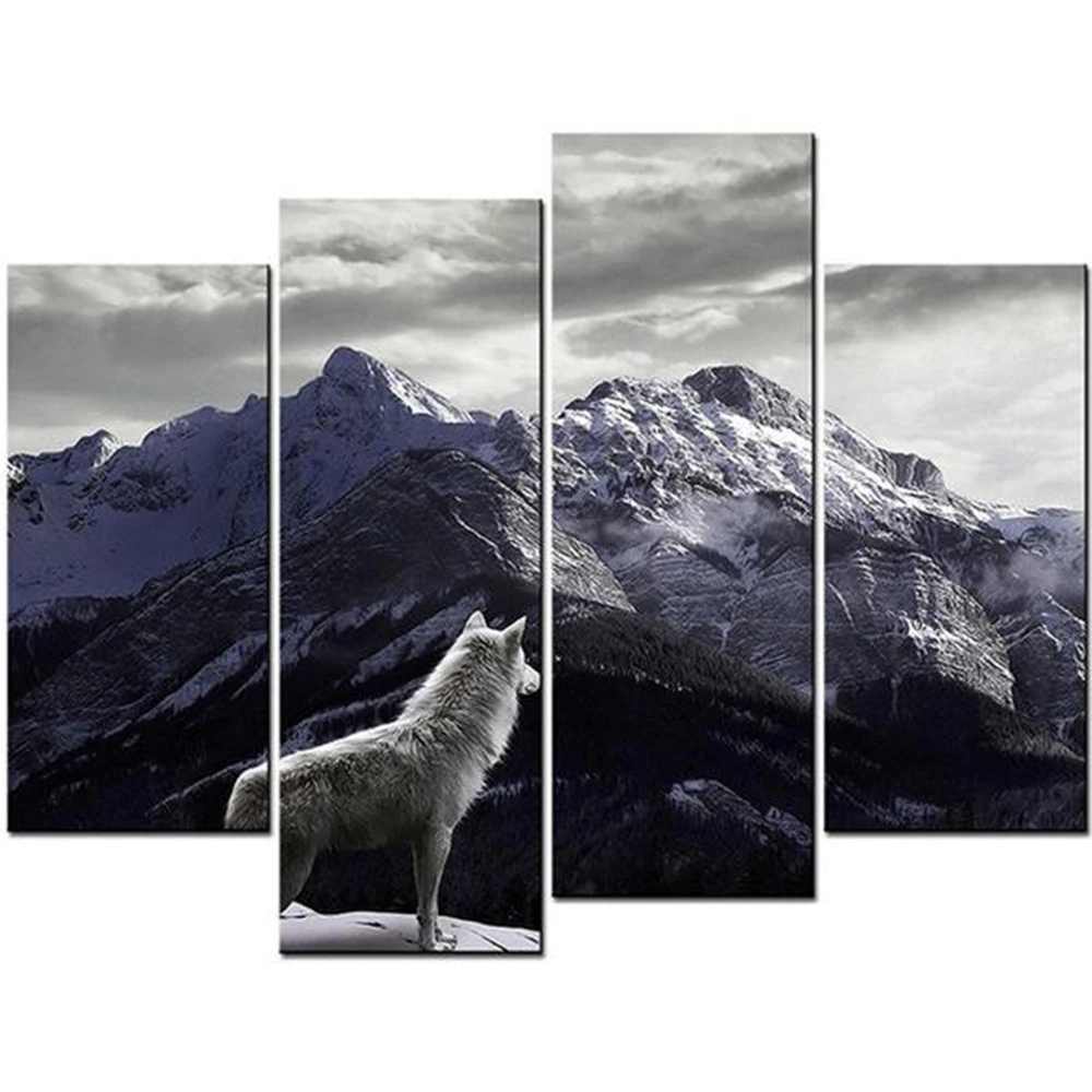 New Arrival Large Animals Wolves Canvas Print Painting Modern Wolf Howling Playing Winter Wall