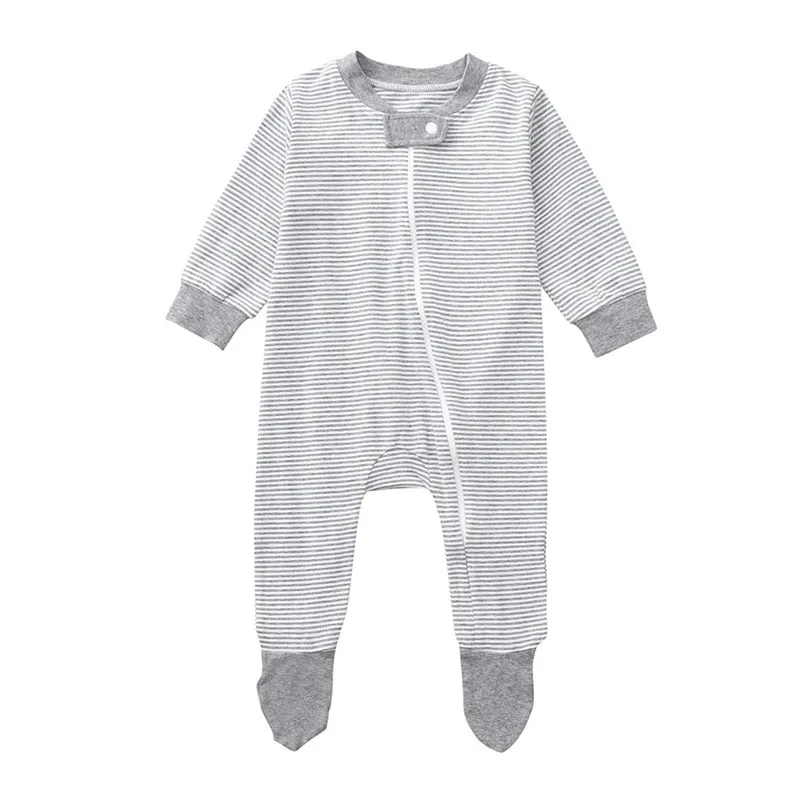 2019 new Newborn Baby Girls Boys Long Sleeve Zipper Packs Stripe Romper Jumpsuit Clothes fashion design (3)