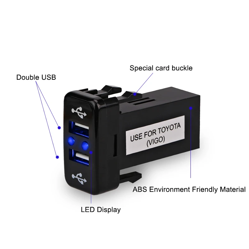 Для Toyota Зарядное устройство USB адаптер порт разъем Интерфейс автомобильный прикуриватель 2 порта USB зарядное устройство разъем для автомобиля для Toyota VIGO