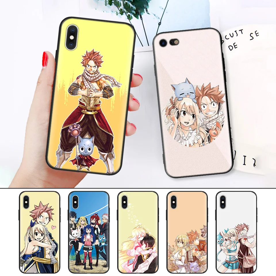 

Black Rubber Soft Silicone Case Bag Cover for iPhone XS XR X 7 8 6 6S 5C 5E 5S 5 Plus Max Shell Fundas Coque Core Fairy Tail