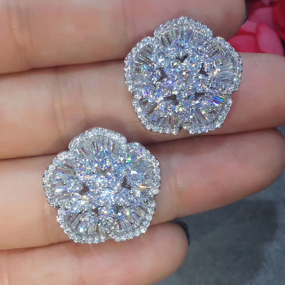 Женские серьги, модные новые стильные серьги-гвоздики в форме цветка из Кубического циркония ААА, свадебные и вечерние ювелирные изделия для женщин E3995