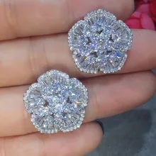 Женские серьги, модные новые стильные серьги-гвоздики в форме цветка из Кубического циркония ААА, свадебные и вечерние ювелирные изделия для женщин E3995