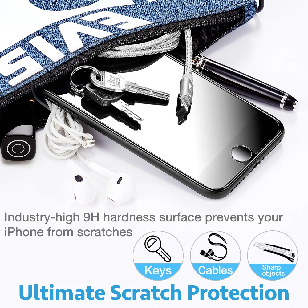 3 шт./лот, Защита экрана для iphone 8, 8 Plus, ESR 5X, более прочная защита из закаленного стекла с аппликатором для iphone 7, 7 Plus, стекло