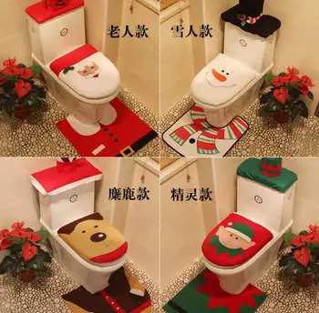 

santa Claus/elk/boy Merry Christmas Gifts toliet Closestool Cover Tank Cover Happy Santa Toilet Seat Cover and Rug Bathroom Set