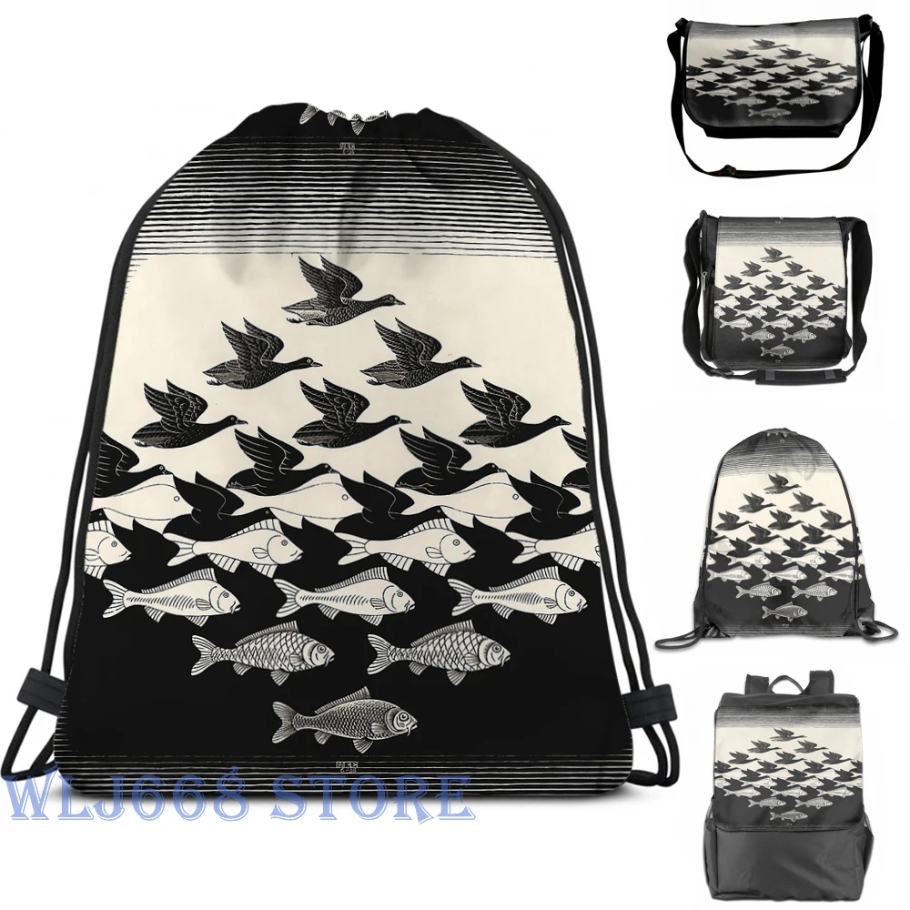 

Funny graphic print shoulder Bags women Sky and Water I - Maurits Cornelis Escher Single shoulder backpack travel men