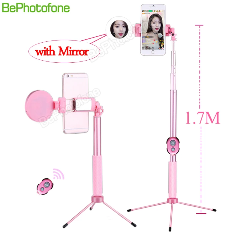 Günstig 1,7 m Erweiterbar live Stativ Selfie Stick Unterstützung LED Ring licht Stehen 4 in 1 Mit Telefon Halterung für iPhone X 8 Android SmartPhone