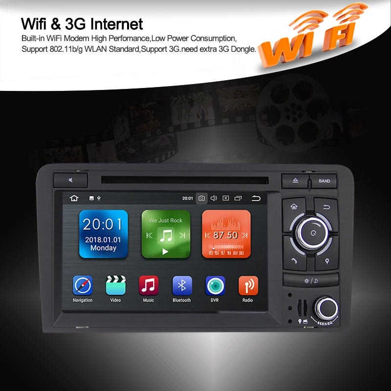Discount KSAOTU 7" DAB+ 4G Android 8.0 Car DVD Player SD GPS for Audi A3 5
