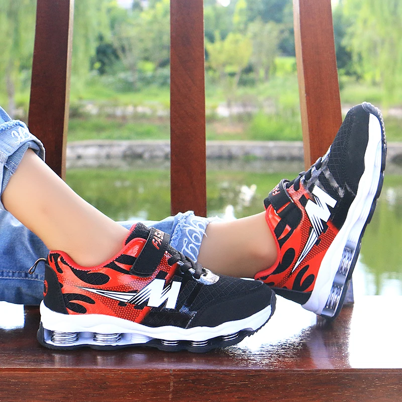 Sialia Springs Kids Shoes Boys Sneakers For Girls Casual Shoes Breathable Mesh Patchwork Hook&Loop Sport Running Children Shoes