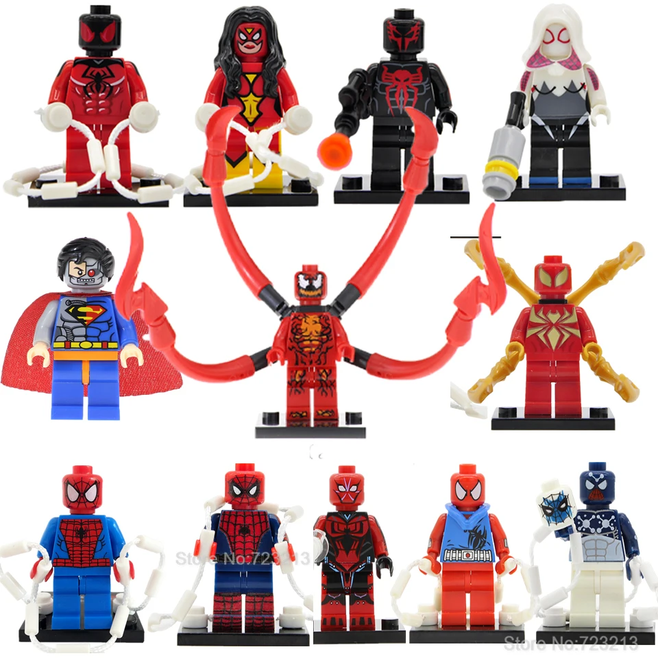 

Single Marvel Legoingly Carnage Figure Spider-Man Iron SuperiorThe Amazing Gwen Scarlet Woman Building Blocks Super Man Toys