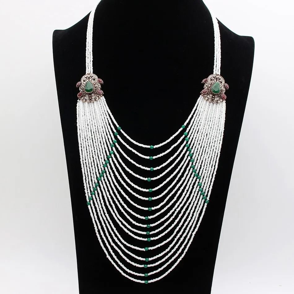 Nouveau Arrivé Vintage Multi-niveau Perles Gland Turc Colliers Antique Or Placage Colliers Bijoux Des Femmes De Noce Cadeau