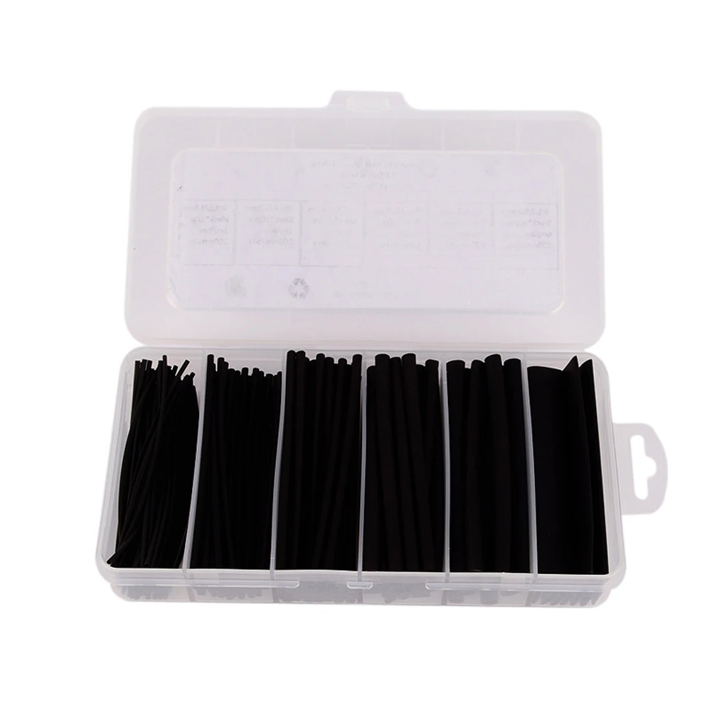 

170Pcs 6Size Polyolefin 2:1 Halogen-Free Heat Shrink Tubing Sleeving Black