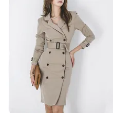 Платье костюмы для женщин Длинный блейзер и пиджак двубортный Тонкий Bodycon Офис Леди Осень Зима Винтаж элегантная женская одежда