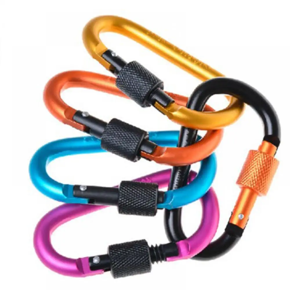 Aluminum Alloy Carabiner D Ring Key Chain Clip Multi color Camping