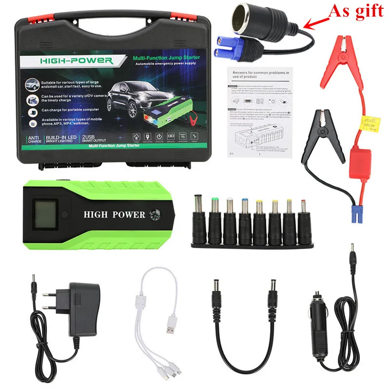 Green With BOX GKFLY высокое Мощность автомобиль скачок стартер 12V пусковое устройство бензин дизель Мощность автомобиля банка Зарядное устройство для автомобиля Батарея усилитель - Цвет: Green With BOX