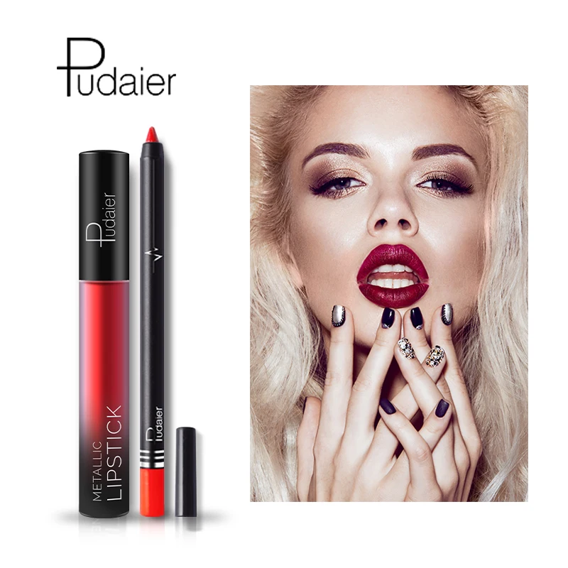 2 шт./лот водостойкий Матовый жидкий блеск для губ и подводка набор Imagic Red Nude