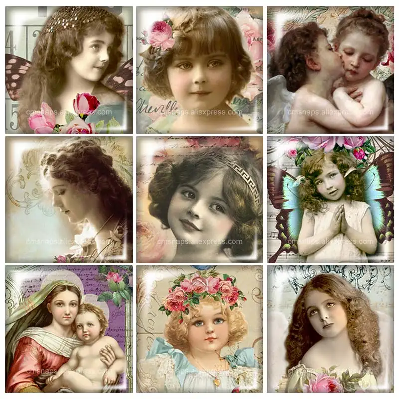 Beauty Vintage angel Baby для квадратного стеклянного кабошона 10 шт. 12 мм/20 мм/25 мм/30 мм