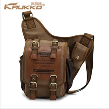 KAUKKO Canvas Men Boys Classical Single Messenger Shoulder Cross Body Bag (8.27×3.54×10.24inch) With Durable Strap – Dark Khaki
