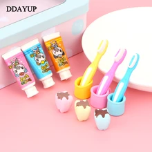 4 pçs/set criativo creme dental escova de dente copo borracha para crianças presente material mais limpo artigos de papelaria escola suprimentos