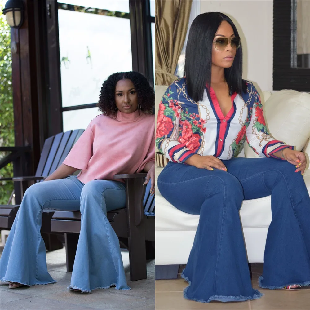 

2019 new fashion slim denim wide leg pants
