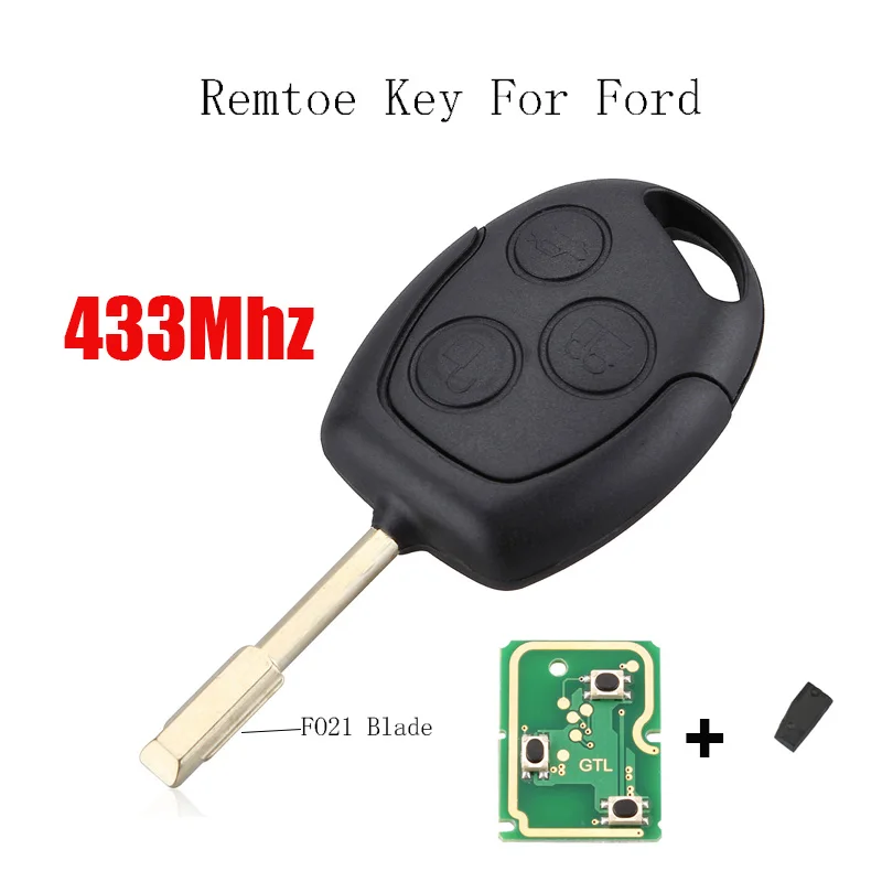 

3BT 433Mhz Transponder Chip 4D63 Chip Or 4D60 Chip Remote key For FORD Focus Fiesta Mondeo C MAX Fusion Transit KA FO21 Blade