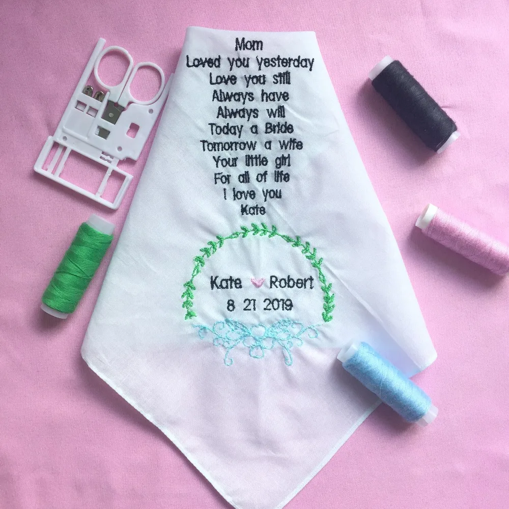 

Custom Wedding Handkerchiefs for Mother of the Bride, Embroidered Wedding Hankies for Bride Mother, Wedding Gift to Bride Mother