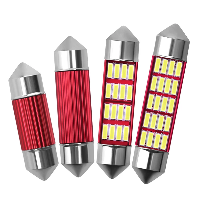 1 sztuk nowe części samochodowe LED żarówki lampy C5W nie błąd 31,36, 39,42mm festoon C10W 4014 SMD styl wnętrza samochodu lampa zewnętrzna Canbus -