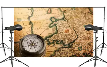 

Exquisite Handmade Yellow Paper With Detailed World Map with Compass Background Retro Photography Background Wall Painting