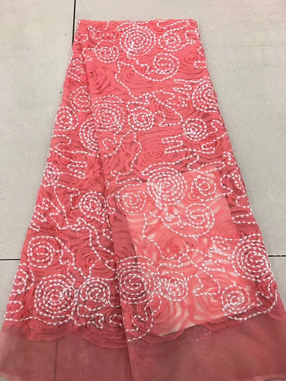 

Embroidery mesh tulLe lace fabric 5yards flower pattern design african lace fabrics for wedding party dpm101