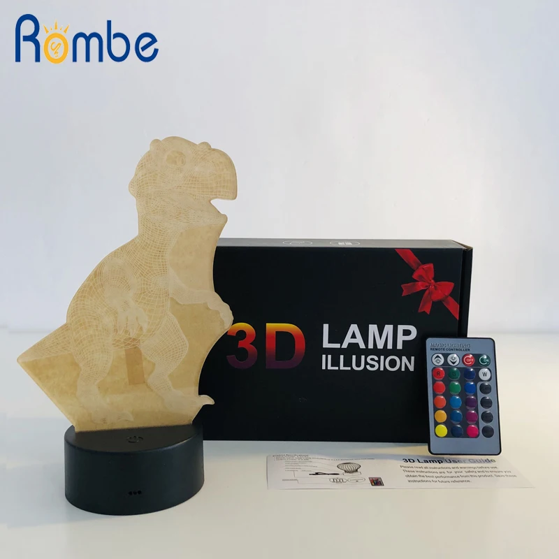 3D иллюзия динозавра 7 цветов LED Дистанционное управление сенсорный спальный