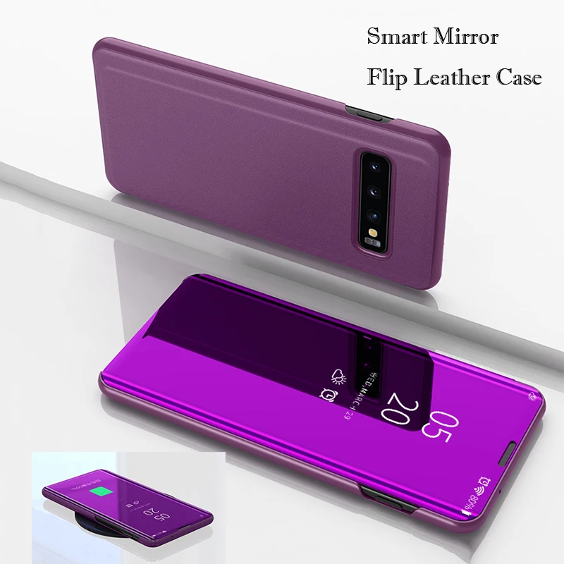 

Smart Mirror Flip Case for Samsung Galaxy S10 Plus Case Support Wireless Charger for Samsung Galaxy S10e Case Leather Kickstand
