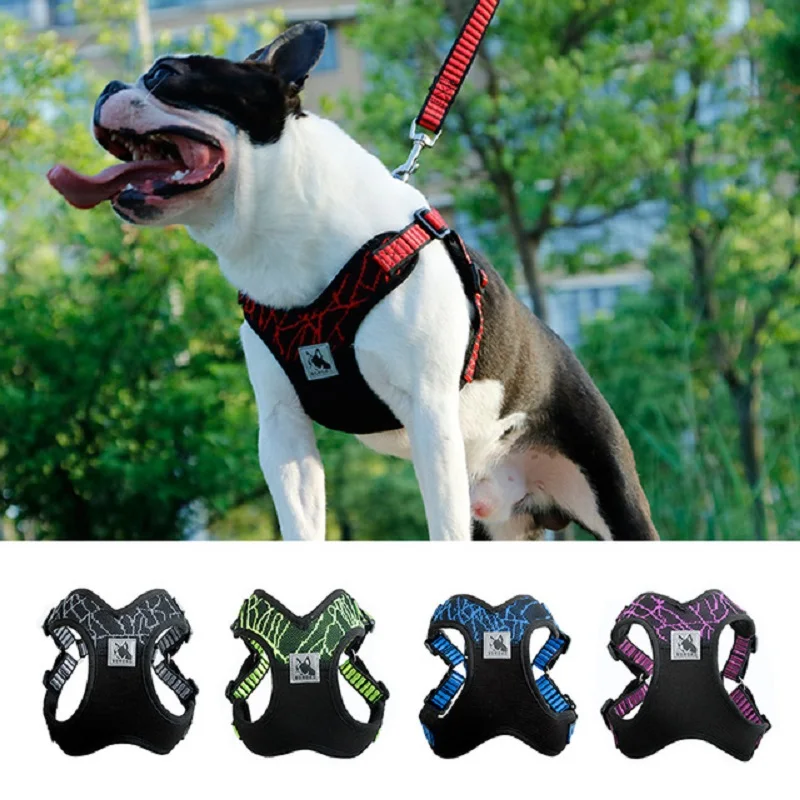 

1pc Dog Collar Outdoor Training Walking Harnesses Safety Sport Vest Reflective Dog Harness For Medium Large Dogs Pitbull Bulldog