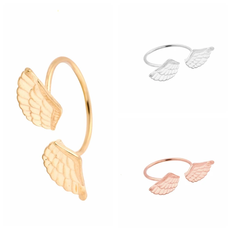 

yiustar New Korea Ring Adjustable Simple Angle Wings Rings for Women Gift R224