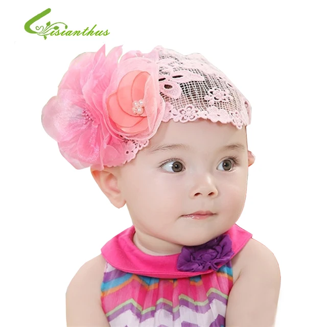 2018 new baby lace flower headband pearl elastic hair accessories