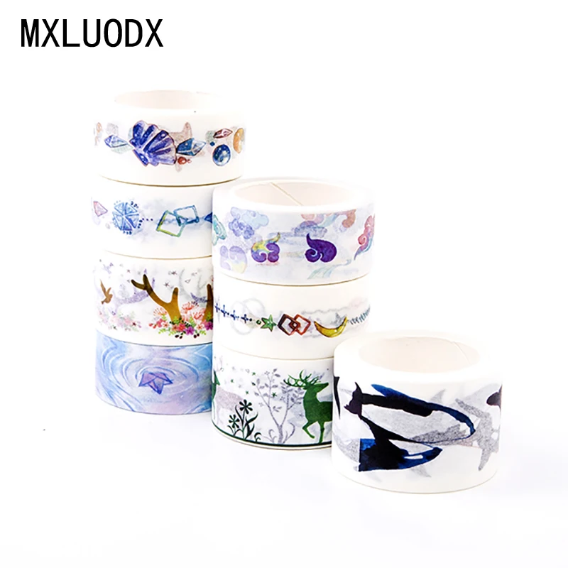 Watercolor Washi Tape Lot Colored Aminals Patterns Sticky Paper Masking