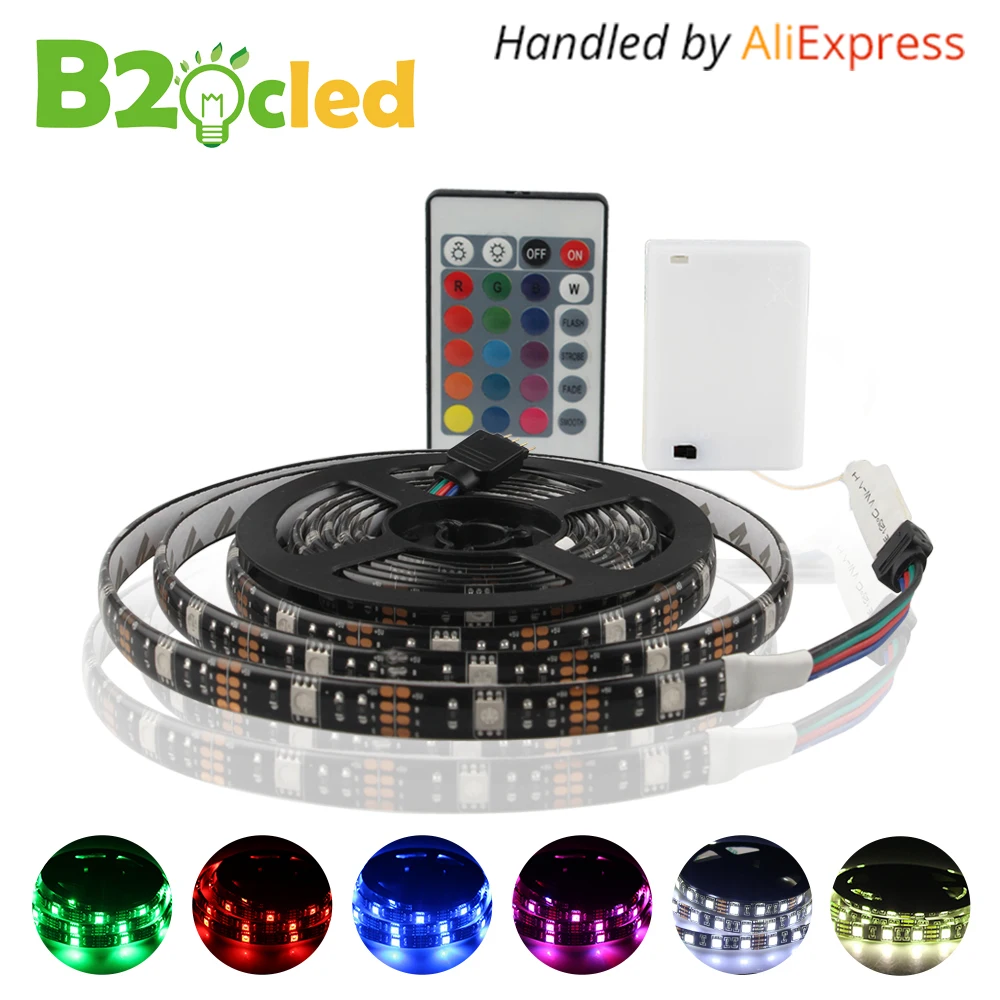 

Battery Powered LED Strip Light IP65 Waterproof DC 4.5V 5V 5050 SMD 1M 2M 60LEDS Warm White RGB Flexible LED light IR Controller