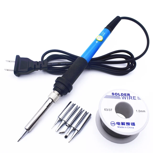 60W 110V Electric Soldering Iron Kit Temperature Adjustable with Rosin