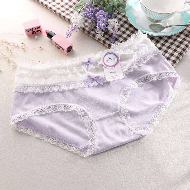 New sexy ladies Panties high waist abdomen cotton printing ladies large size briefs comfortable lace side ladies underwear
