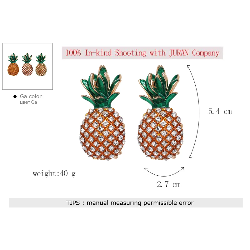 JURAN ZA вишня ананас Кристалл Висячие серьги для женщин Boho горный хрусталь массивные серьги Модные ювелирные изделия Bijoux