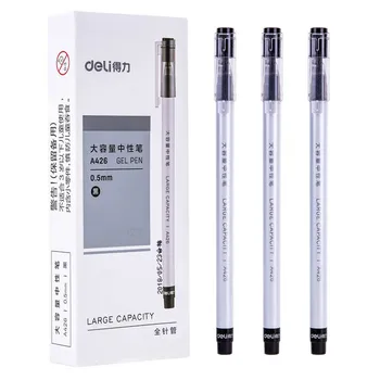 

Deli Large Capacity Gel Pens Durable Red Blue Black Ink Gel Pen 0.5mm Fine Ball Pen Student Writing Office Signing Pen Escolar