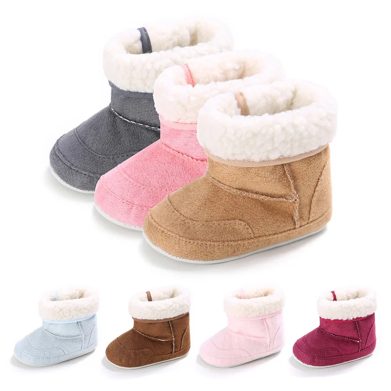 

2019 Hot Sale Winter Warm First Walkers Baby Ankle Snow Boots Infant Crochet Knit Fleece Baby Shoes For Boys Girls