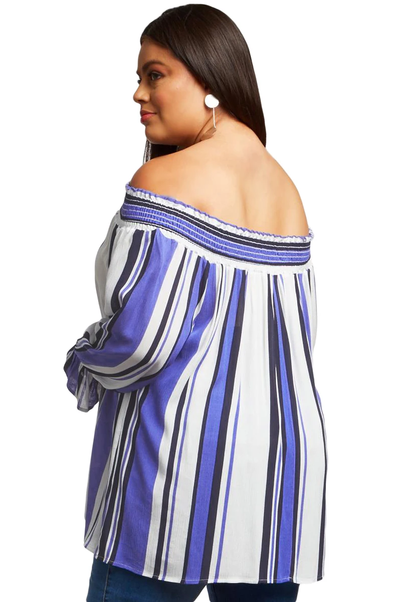 Blue-Striped-Plus-Size-Off-Shoulder-Blouse-LC251489-5-2