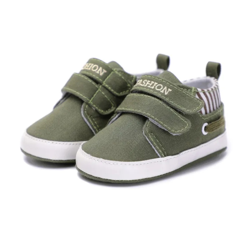 Обувь для новорожденных мальчиков и девочек Классическая парусиновая детская обувь в полоску удобная спортивная детская обувь с мягкой подошвой для отдыха - Цвет: Зеленый
